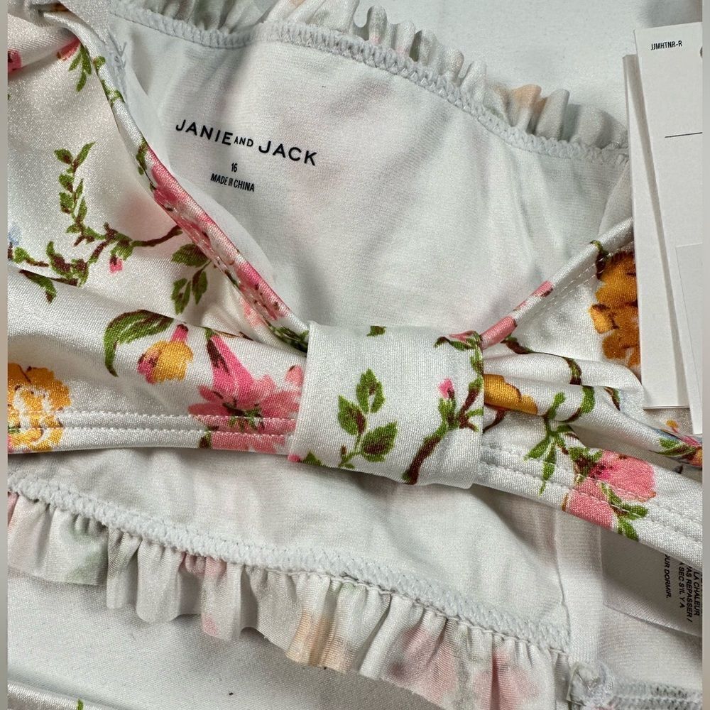 NWT Janie & Jack Girls 2 Piece Floral Bikini Bathing Suit - Size 16/XXL - Picture 6 of 9